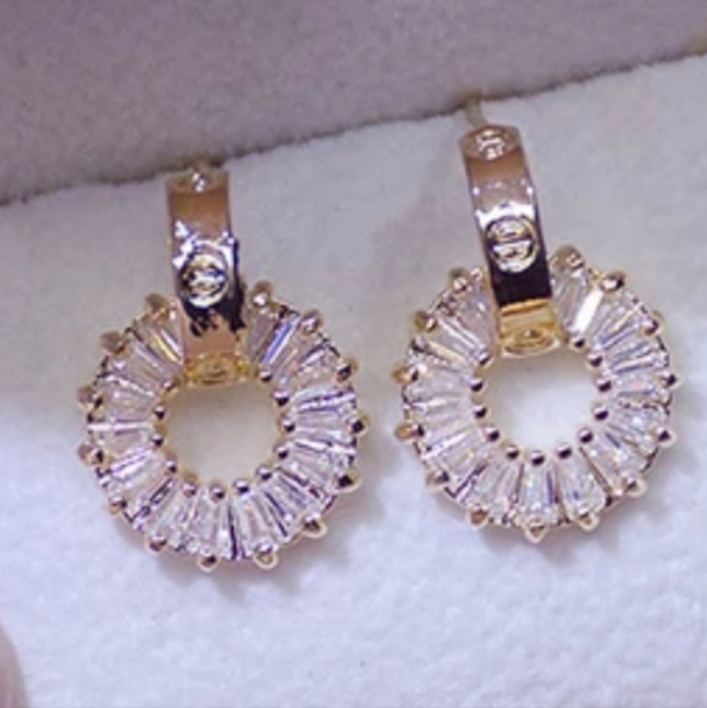 18K GOLD plated diamond earrings CLEARANCE